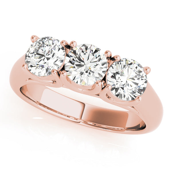 18K Rose Gold 1 ct Diamond Three-Stone Engagement Ring