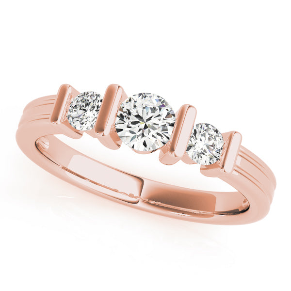 1 ct Rose Gold Round Diamond Three-Stone Engagement Ring