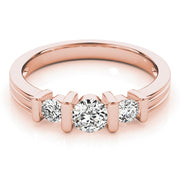 14K Rose Gold 1 ct tw Three Stone Diamond Engagement Ring