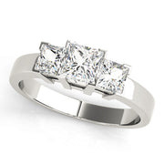 Square Diamond Three Stone Engagement Ring