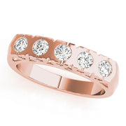 18K Rose Gold 5-Stone Diamond Wedding Ring
