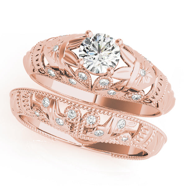 14K Rose Gold 3/8 ct tw Vintage Diamond Engagement Ring