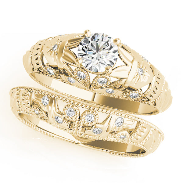 14K Yellow Gold 3/8 ct tw Vintage Diamond Engagement Ring