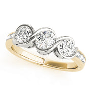 18K Yellow Gold 1 ct Diamond Three-Stone Engagement Ring