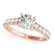 14K Rose Gold 1 CT Diamond Single Row Engagement Ring