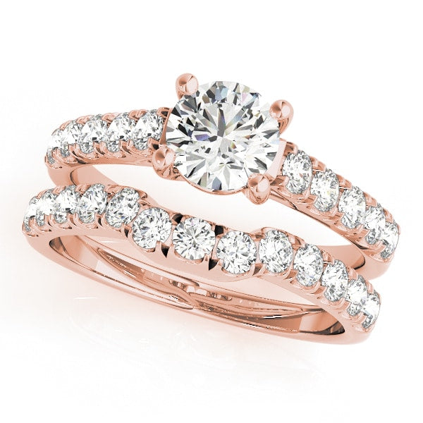 18K Rose Gold 1 ct tw Single Row Diamond Engagement Ring