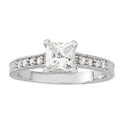 Vintage 0.75 CT Square Diamond Engagement Ring