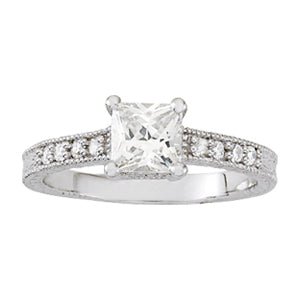 Vintage 0.75 CT Square Diamond Engagement Ring