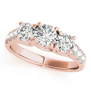 18K Rose Gold 1 ct Diamond Three-Stone Engagement Ring