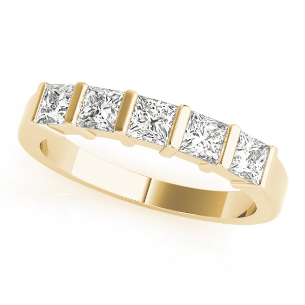 14K Yellow Gold Square Diamond Wedding Band