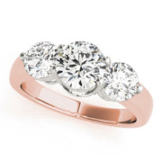 18K Rose Gold 2 ct tw Three Stone Diamond Engagement Ring