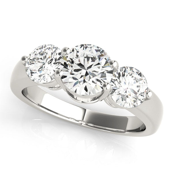 18K White Gold 2 ct tw Three Stone Diamond Engagement Ring