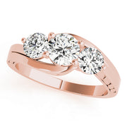14K Rose Gold 1 ct Round Diamond Three-Stone Ring