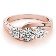 14K Rose Gold 1 ct tw Three Stone Diamond Engagement Ring