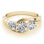 18K Yellow Gold 1 ct tw Three Stone Diamond Engagement Ring