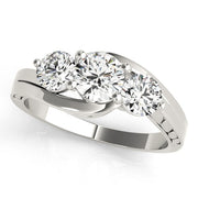 14K White Gold 1 ct tw Three Stone Diamond Engagement Ring