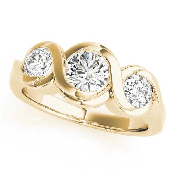 18K Yellow Gold 1 ct tw Three Stone Diamond Engagement Ring