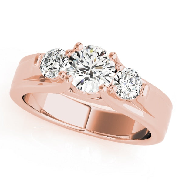 14K Rose Gold 1 ct tw Three Stone Diamond Engagement Ring