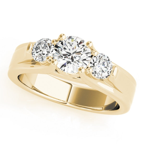 18K Yellow Gold 1 ct tw Three Stone Diamond Engagement Ring
