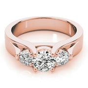 18K Rose Gold 1 ct tw Three Stone Diamond Engagement Ring