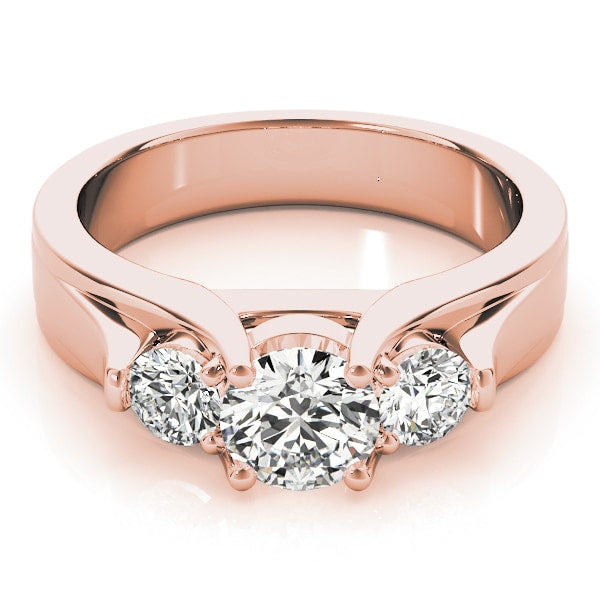 18K Rose Gold 1 ct tw Three Stone Diamond Engagement Ring