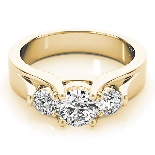 18K Yellow Gold 1 ct tw Three Stone Diamond Engagement Ring
