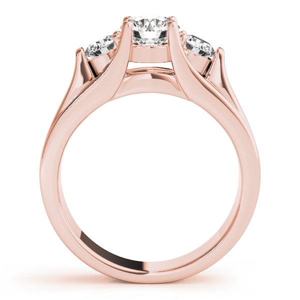 14K Rose Gold 1 ct tw Three Stone Diamond Engagement Ring
