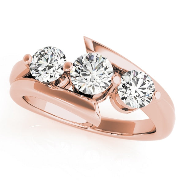 18K Rose Gold 1 ct tw Three Stone Diamond Engagement Ring