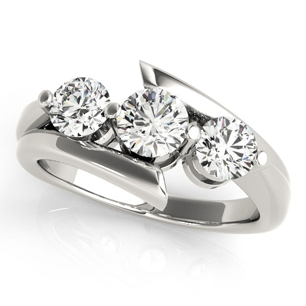 18K White Gold 1 ct tw Three Stone Diamond Engagement Ring