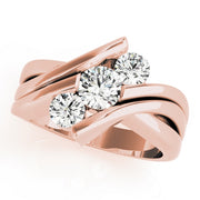 18K Rose Gold 1 ct tw Three Stone Diamond Engagement Ring