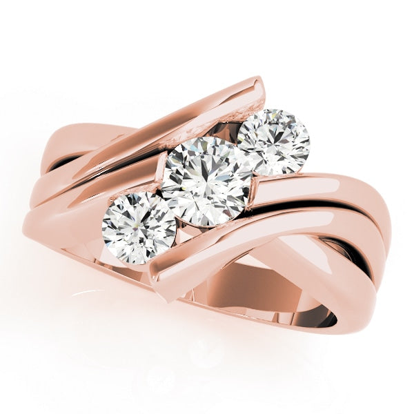 18K Rose Gold 1 ct tw Three Stone Diamond Engagement Ring