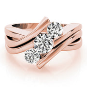 14K Rose Gold 1 ct tw Three Stone Diamond Engagement Ring