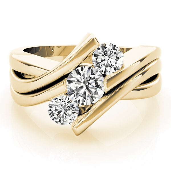 18K Yellow Gold 1 ct tw Three Stone Diamond Engagement Ring