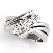 14K White Gold 1 ct tw Three Stone Diamond Engagement Ring