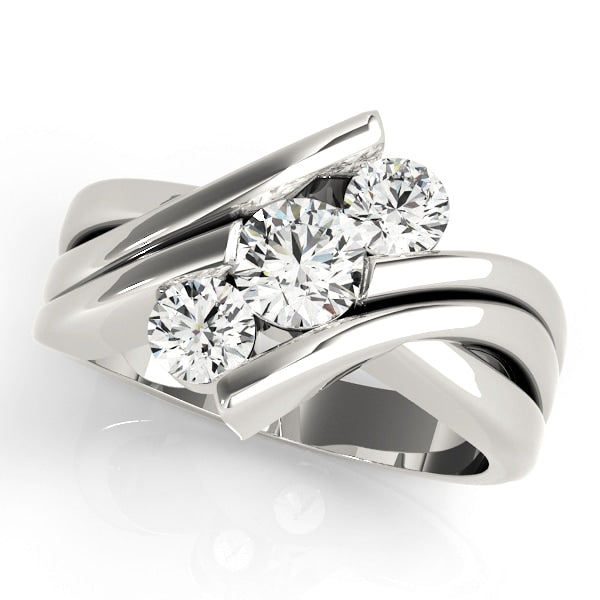 14K White Gold 1 ct tw Three Stone Diamond Engagement Ring