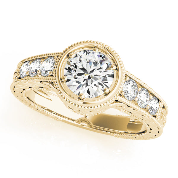14K Yellow Gold Vintage Round Diamond Ring