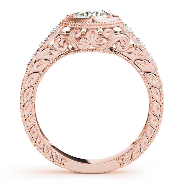 14K Rose Gold Vintage Diamond Engagement Ring 0.58ctw