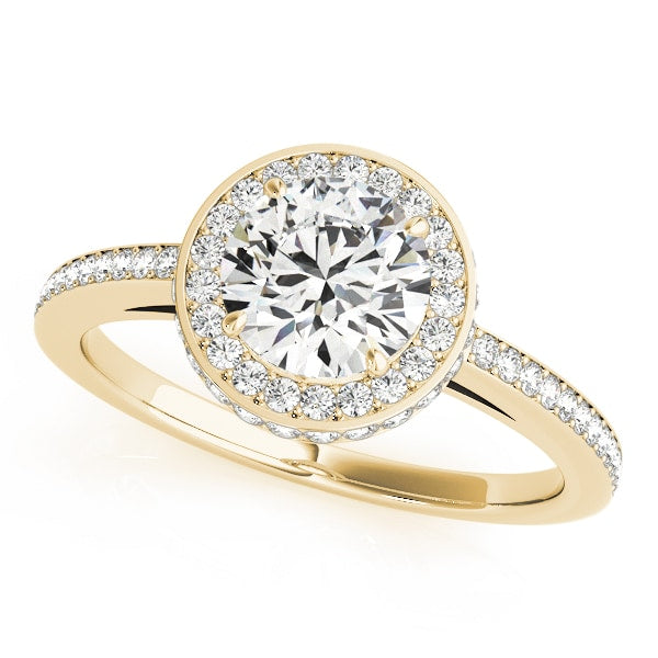 18K Yellow Gold 1 1/2 ct tw Halo Diamond Engagement Ring