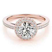 18K Rose Gold 1 1/2 ct tw Halo Diamond Engagement Ring