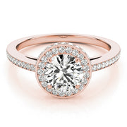 14K Rose Gold 1 1/2 ct tw Halo Diamond Engagement Ring