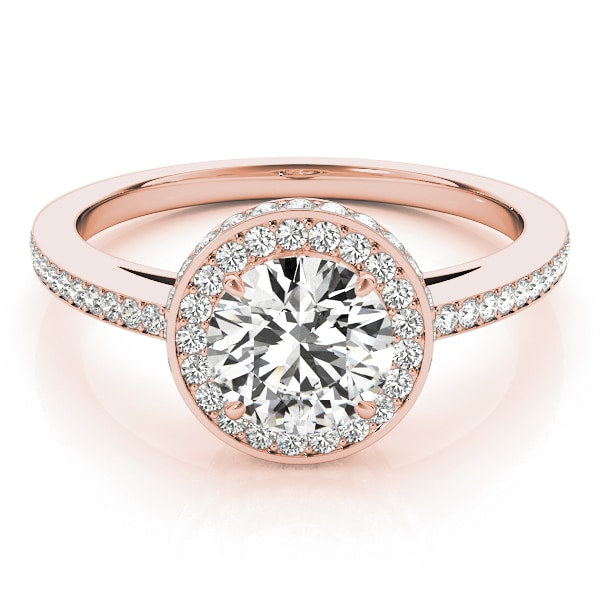 14K Rose Gold 1 1/2 ct tw Halo Diamond Engagement Ring