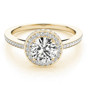 14K Yellow Gold 1 1/2 ct tw Halo Diamond Engagement Ring