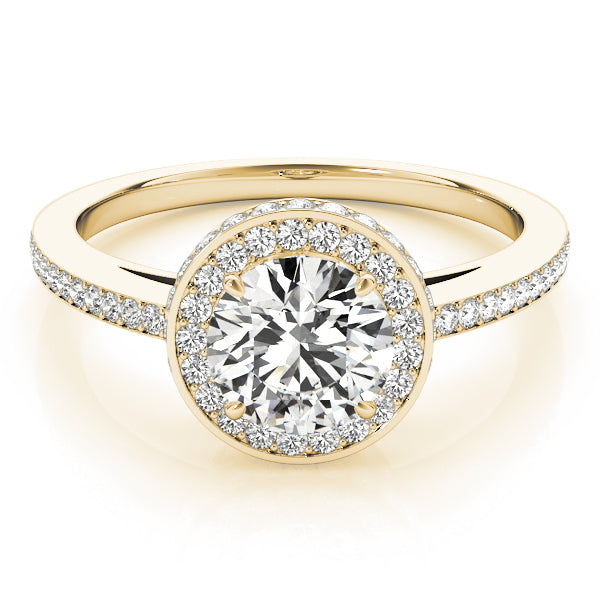 14K Yellow Gold 1 1/2 ct tw Halo Diamond Engagement Ring