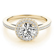 18K Yellow Gold 1 1/2 ct tw Halo Diamond Engagement Ring
