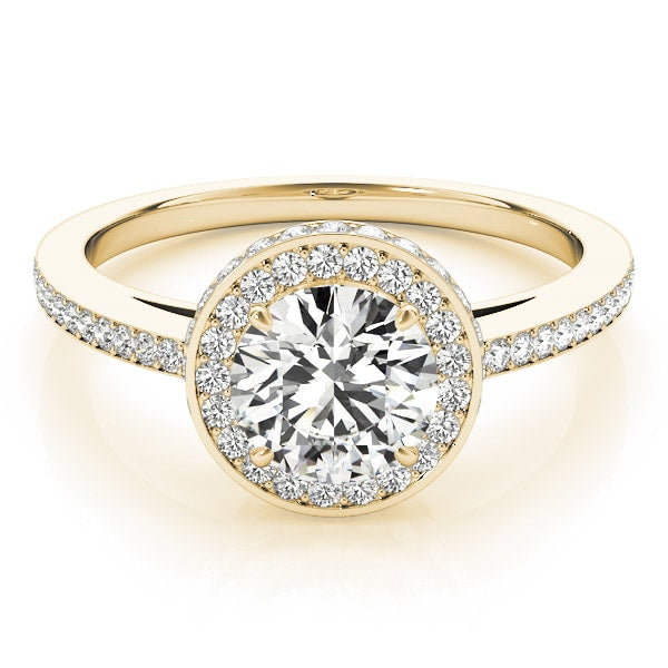 18K Yellow Gold 1 1/2 ct tw Halo Diamond Engagement Ring