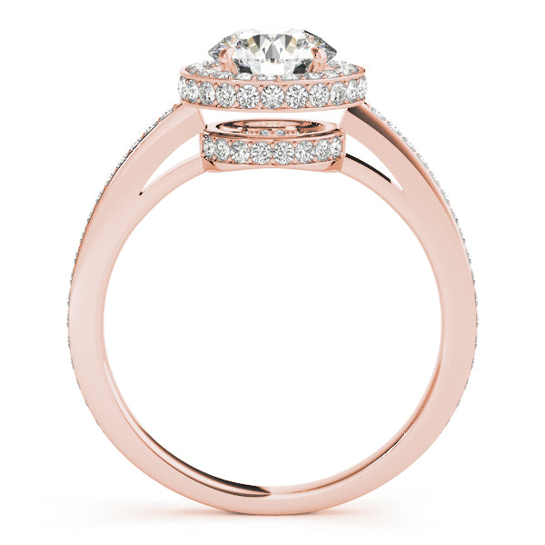 18K Rose Gold 1 1/2 ct tw Halo Diamond Engagement Ring