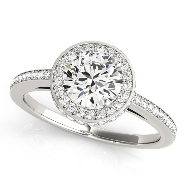 18K White Gold 1 1/2 ct tw Halo Diamond Engagement Ring