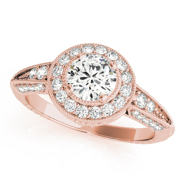 14K Rose Gold 7/8 ct tw Halo Diamond Engagement Ring