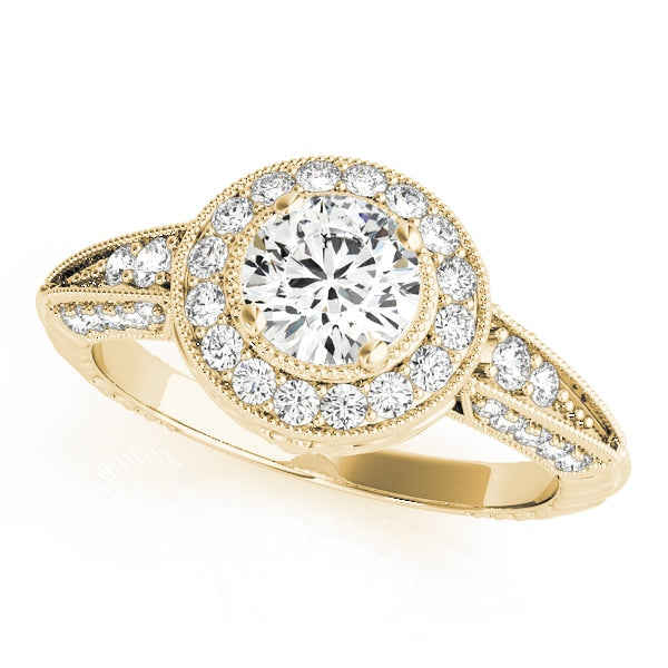 14K Yellow Gold 7/8 ct tw Halo Diamond Engagement Ring