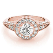 18K Rose Gold 7/8 ct tw Halo Diamond Engagement Ring
